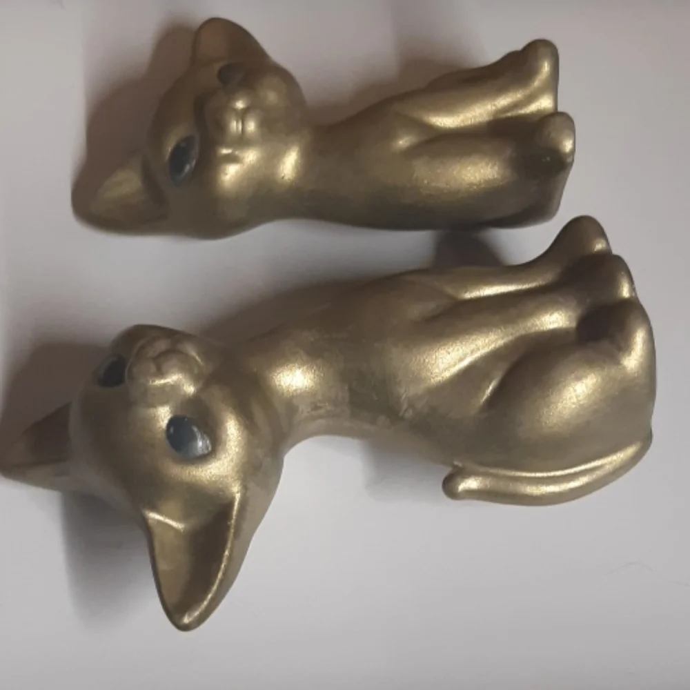 Cat Set Ceramic Vintage Blue Eyes Kicknacks Small Kitty